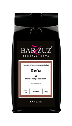 Keňa, pražená zrnková káva - AA, Mount Kenya Selection, praná, full city, 250 g