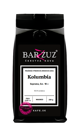 Kolumbia, pražená zrnková káva - Supremo, Scr. 18, praná, 250 g 