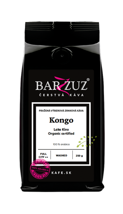 Kongo, pražená zrnková káva - Lake Kivu, BIO, praná, 250 g