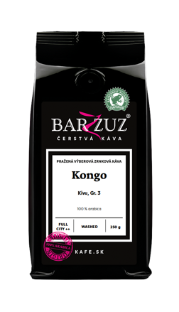 Kongo, pražená zrnková káva - Kivu, Gr. 3, RFA, praná, 250 g
