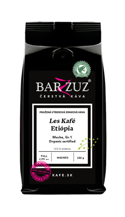 Etiópia, pražená zrnková káva - Les Kafé, Masha, Grade 1, BIO, RFA, praná, 250 g