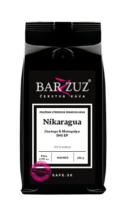 Nikaragua, pražená zrnková káva - Jinotega & Matagalpa, SHG EP, praná, 250 g