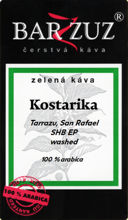 Kostarika, zelená káva - Tarrazu, San Rafael, SHB EP, praná, 500 g